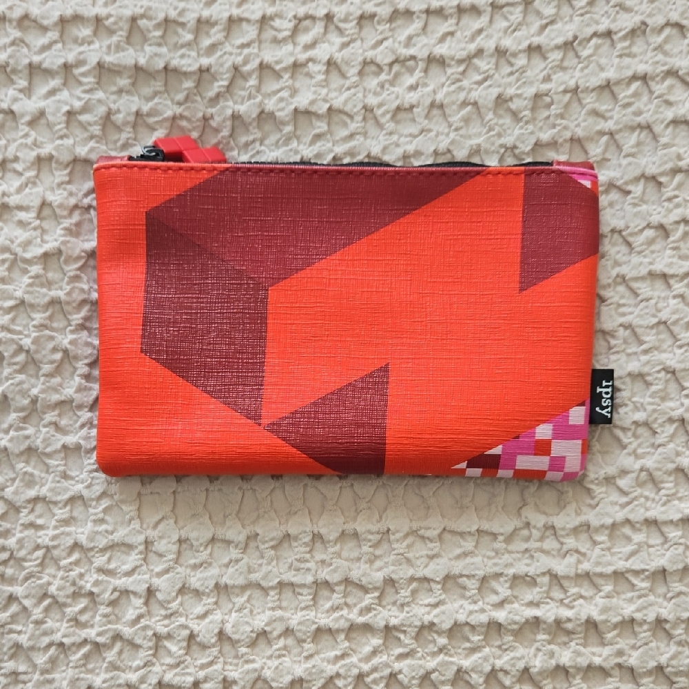 Ipsy Red, Burgundy, & Pink Tetris Makeup Bag